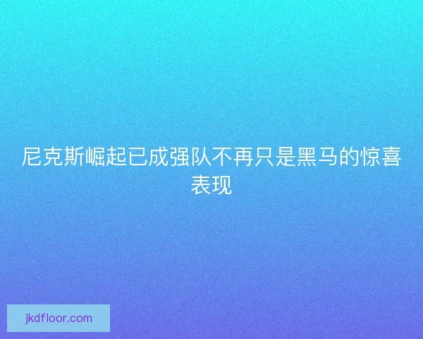 尼克斯崛起已成强队不再只是黑马的惊喜表现